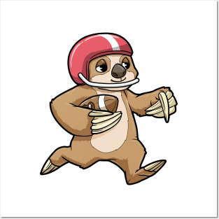 Sloth as Footballer with Football and Helmet Posters and Art